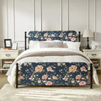 Cadre de lit plateforme en métal tapissé floral Diana Transitional 62 avec housse lavable par HULALA HOME