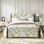 Cadre de lit plateforme en métal tapissé floral Diana Transitional 62 avec housse lavable par HULALA HOME