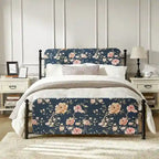 Cadre de lit plateforme en métal tapissé floral Diana Transitional 62 avec housse lavable par HULALA HOME