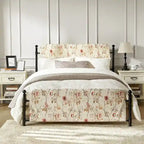 Cadre de lit plateforme en métal tapissé floral Diana Transitional 62 avec housse lavable par HULALA HOME