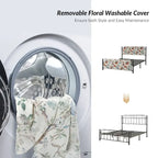 Cadre de lit plateforme en métal tapissé floral Diana Transitional 62 avec housse lavable par HULALA HOME