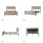 Cadre de lit plateforme en métal tapissé floral Diana Transitional 62 avec housse lavable par HULALA HOME