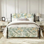 Cadre de lit plateforme en métal tapissé floral Diana Transitional 62 avec housse lavable par HULALA HOME