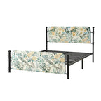 Cadre de lit plateforme en métal tapissé floral Diana Transitional 62 avec housse lavable par HULALA HOME