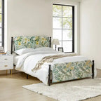 Cadre de lit plateforme en métal tapissé floral Diana Transitional 62 avec housse lavable par HULALA HOME