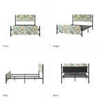 Cadre de lit plateforme en métal tapissé floral Diana Transitional 62 avec housse lavable par HULALA HOME