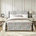 Cadre de lit plateforme en métal tapissé floral Diana Transitional 62 avec housse lavable par HULALA HOME
