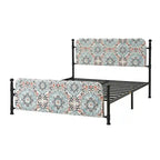 Cadre de lit plateforme en métal tapissé floral Diana Transitional 62 avec housse lavable par HULALA HOME