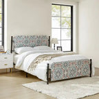 Cadre de lit plateforme en métal tapissé floral Diana Transitional 62 avec housse lavable par HULALA HOME