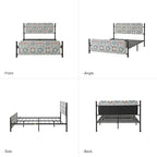 Cadre de lit plateforme en métal tapissé floral Diana Transitional 62 avec housse lavable par HULALA HOME