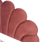 Lit plateforme rembourré avec tête de lit en velours à motif floral