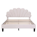 Lit plateforme rembourré avec tête de lit en velours à motif floral
