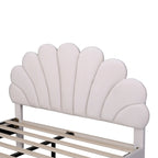 Lit plateforme rembourré avec tête de lit en velours à motif floral