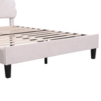Lit plateforme rembourré avec tête de lit en velours à motif floral