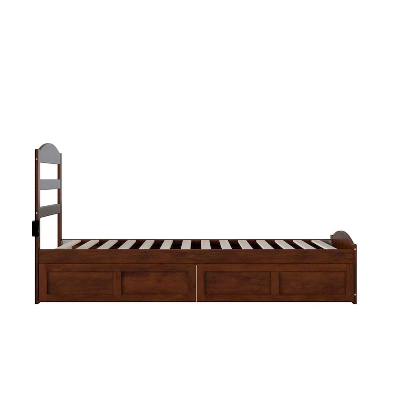 Lit plateforme Warren avec pied de lit et 2 tiroirs de rangement