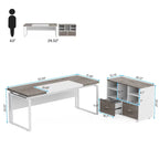 Bureau d'ordinateur en L de 63 pouces, bureaux de direction avec classeur réversible et tiroirs de rangement pour le bureau à domicile
