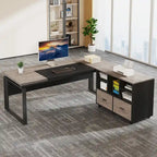 Bureau d'ordinateur en L de 63 pouces, bureaux de direction avec classeur réversible et tiroirs de rangement pour le bureau à domicile
