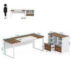 Bureau d'ordinateur en L de 63 pouces, bureaux de direction avec classeur réversible et tiroirs de rangement pour le bureau à domicile