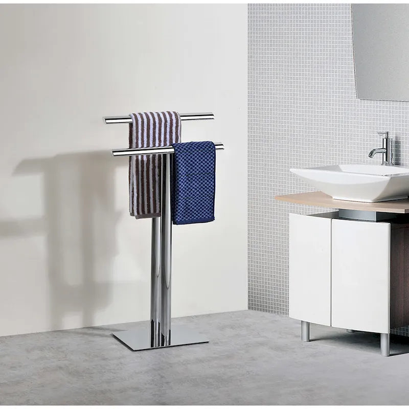 Metal Modern Free-Standing Towel Rack Stand, Chrome