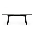 Table à manger en bois plateau ovale avec rallonge, gris anthracite