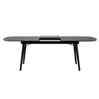 Table à manger en bois plateau ovale avec rallonge, gris anthracite