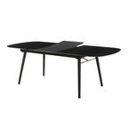 Table à manger en bois plateau ovale avec rallonge, gris anthracite