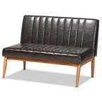 Ensemble de salle à manger 5 pièces en noyer et tissu rembourré, style Mid-Century
