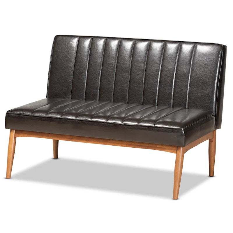 Ensemble de salle à manger 5 pièces en noyer et tissu rembourré, style Mid-Century