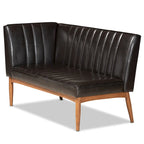 Ensemble de salle à manger 5 pièces en noyer et tissu rembourré, style Mid-Century