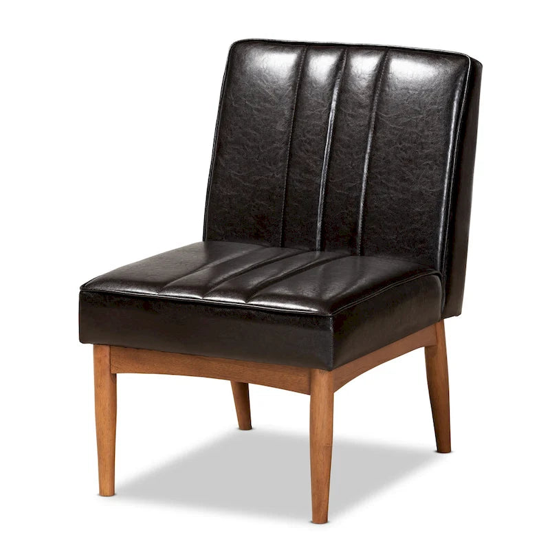 Ensemble de salle à manger 5 pièces en noyer et tissu rembourré, style Mid-Century