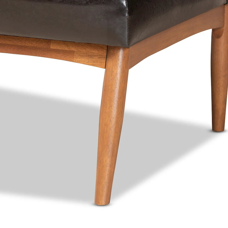 Ensemble de salle à manger 5 pièces en noyer et tissu rembourré, style Mid-Century