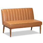 Ensemble de salle à manger 5 pièces en noyer et tissu rembourré, style Mid-Century