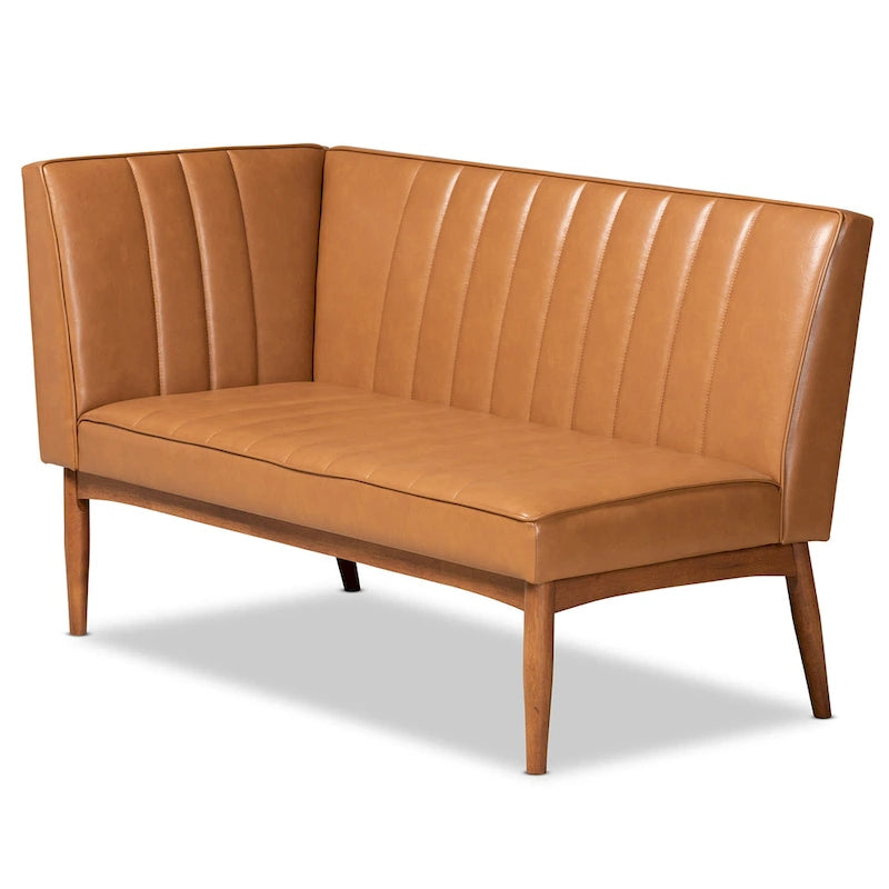 Ensemble de salle à manger 5 pièces en noyer et tissu rembourré, style Mid-Century