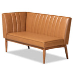 Ensemble de salle à manger 5 pièces en noyer et tissu rembourré, style Mid-Century