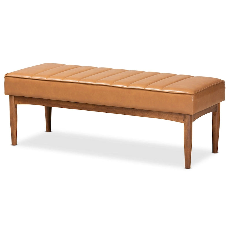 Ensemble de salle à manger 5 pièces en noyer et tissu rembourré, style Mid-Century