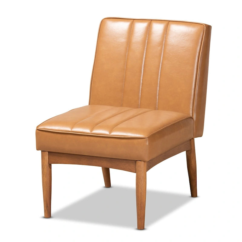 Ensemble de salle à manger 5 pièces en noyer et tissu rembourré, style Mid-Century