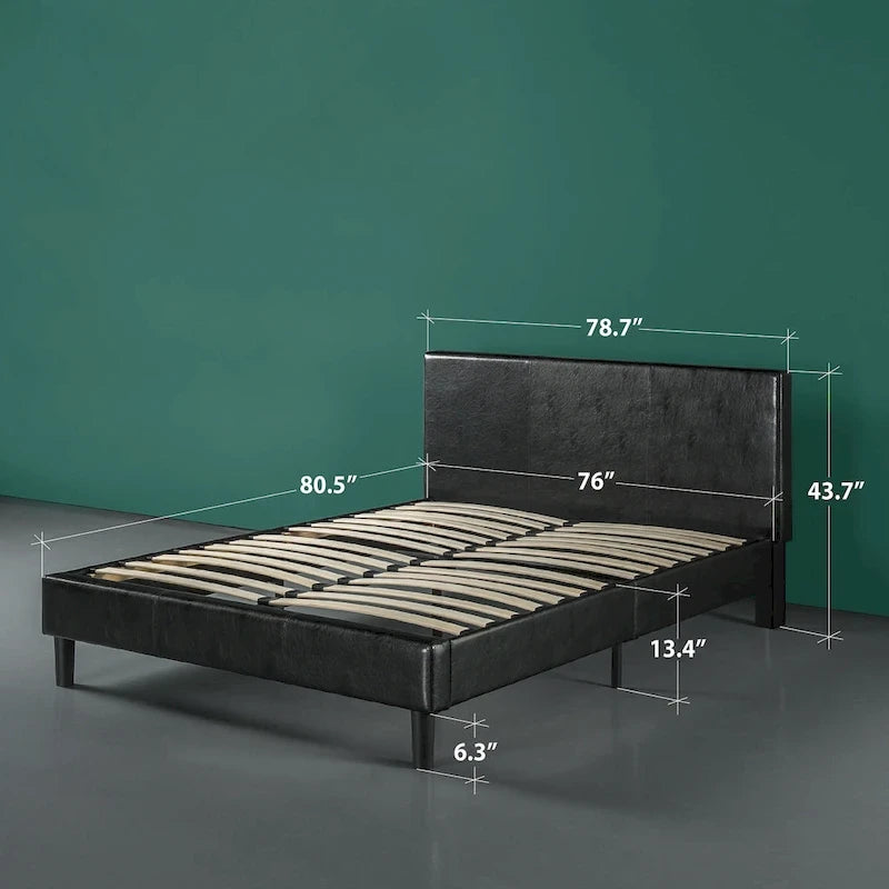 Lit plateforme King-size rembourré en similicuir Priage