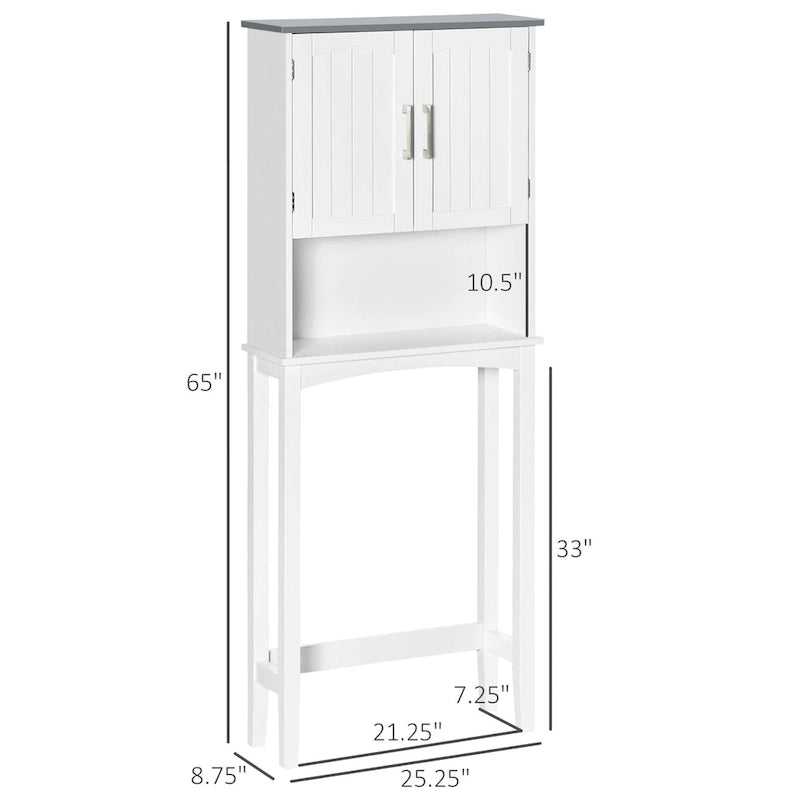kleankin Meuble de rangement WC double porte, étagère WC pour salle de bain