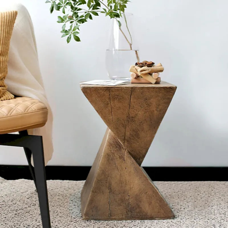 Table d'appoint d'intérieur en béton léger - Bois naturel