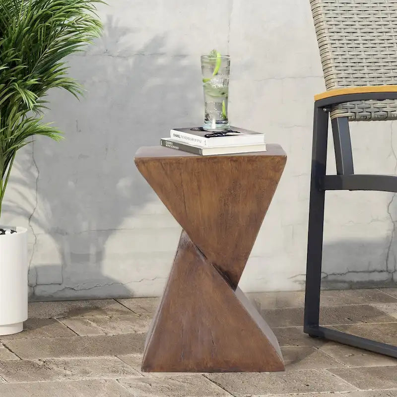 Table d'appoint d'intérieur en béton léger - Bois naturel