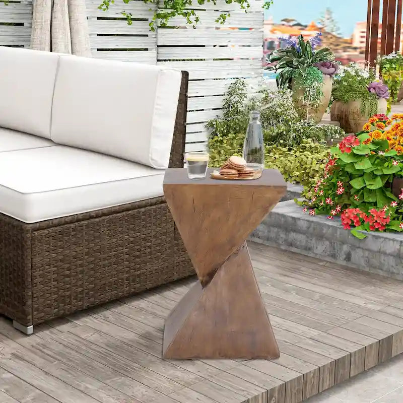 Table d'appoint d'intérieur en béton léger - Bois naturel