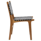 Chaise de salle à manger Maverick en cuir tissé pleine fleur avec cadre en teck