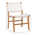 Chaise de salle à manger Maverick en cuir tissé pleine fleur avec cadre en teck