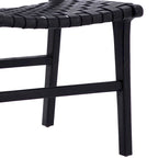 Chaise de salle à manger Maverick en cuir tissé pleine fleur avec cadre en teck