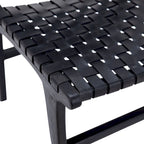 Chaise de salle à manger Maverick en cuir tissé pleine fleur avec cadre en teck