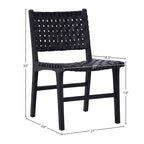 Chaise de salle à manger Maverick en cuir tissé pleine fleur avec cadre en teck