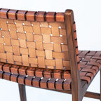 Chaise de salle à manger Maverick en cuir tissé pleine fleur avec cadre en teck