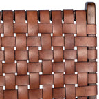 Chaise de salle à manger Maverick en cuir tissé pleine fleur avec cadre en teck