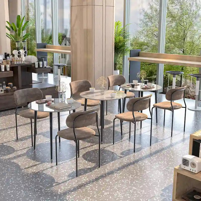 Table à manger ronde avec plateau en marbre et pieds en métal pour salle à manger ou cuisine