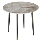 Table à manger ronde avec plateau en marbre et pieds en métal pour salle à manger ou cuisine